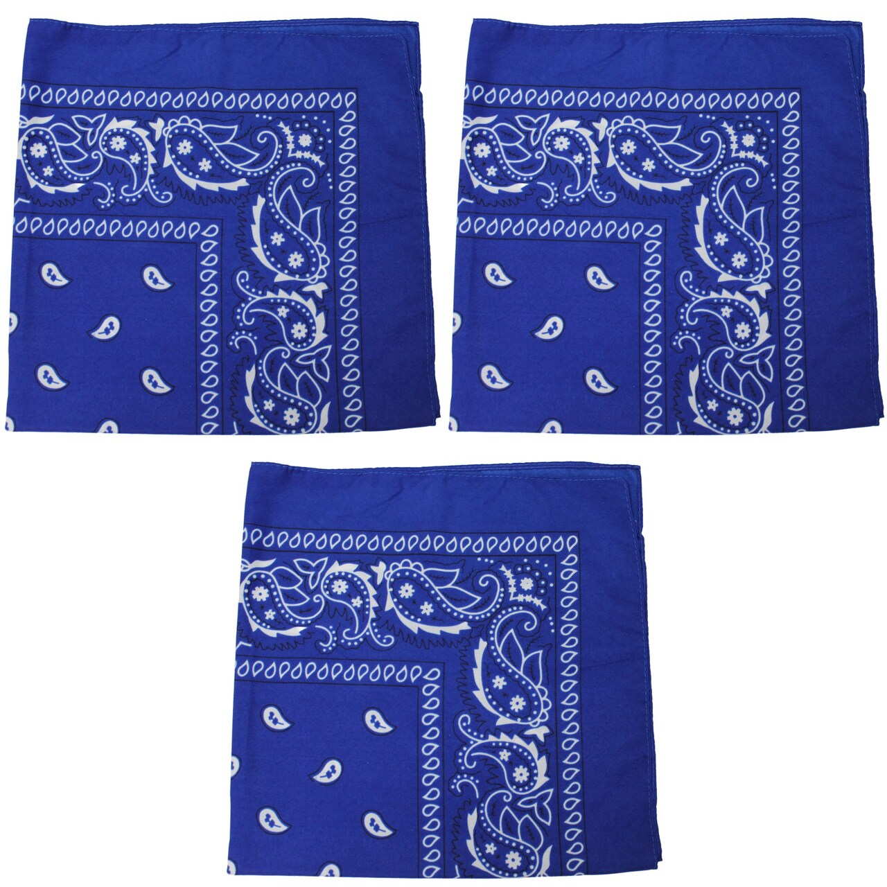 3 Pack Paisley Cotton Bandanas Classic Western Style Headwear
